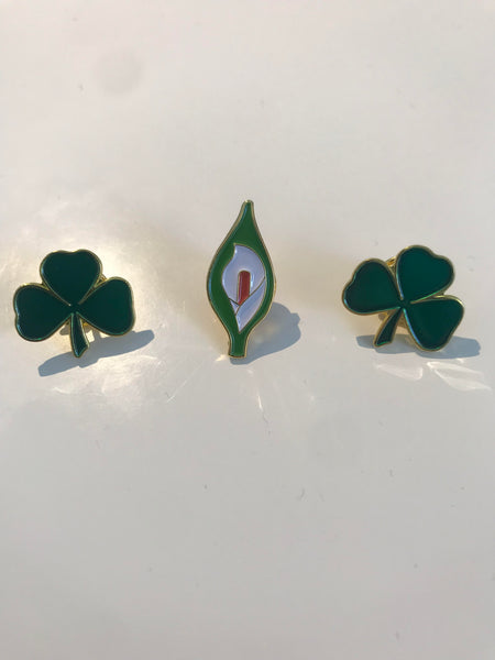 ☘️ Easter Lily Lapel Pin & 2 Irish Shamrock Lapel Pins ☘️