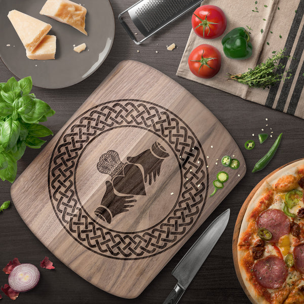 Irish Celtic Knot Claddagh Hardwood Oval Cutting Board