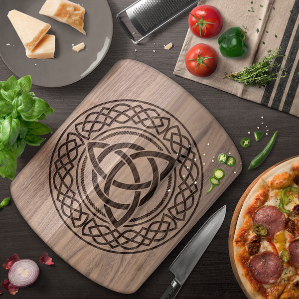 Irish Celtic Knot Triple Knot Hardwood Oval Cutting Board