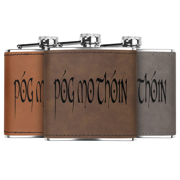 ☘️ Póg Mo Thóin Premium Leather Flask ☘️