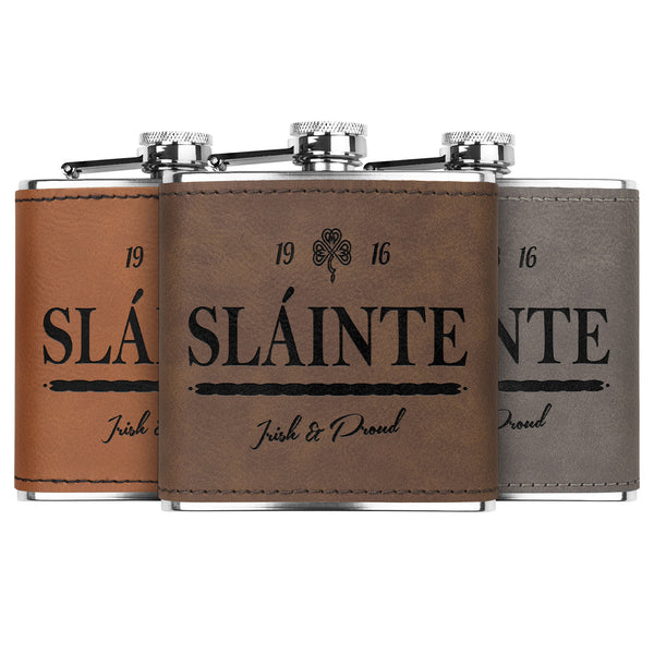 ☘️ Sláinte...Irish & Proud Premium Leather Flask ☘️