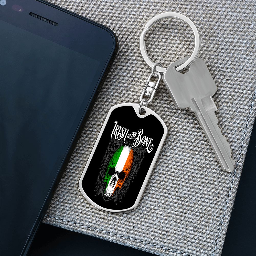 Irish To The Bone Graphic Dog Tag Keychain