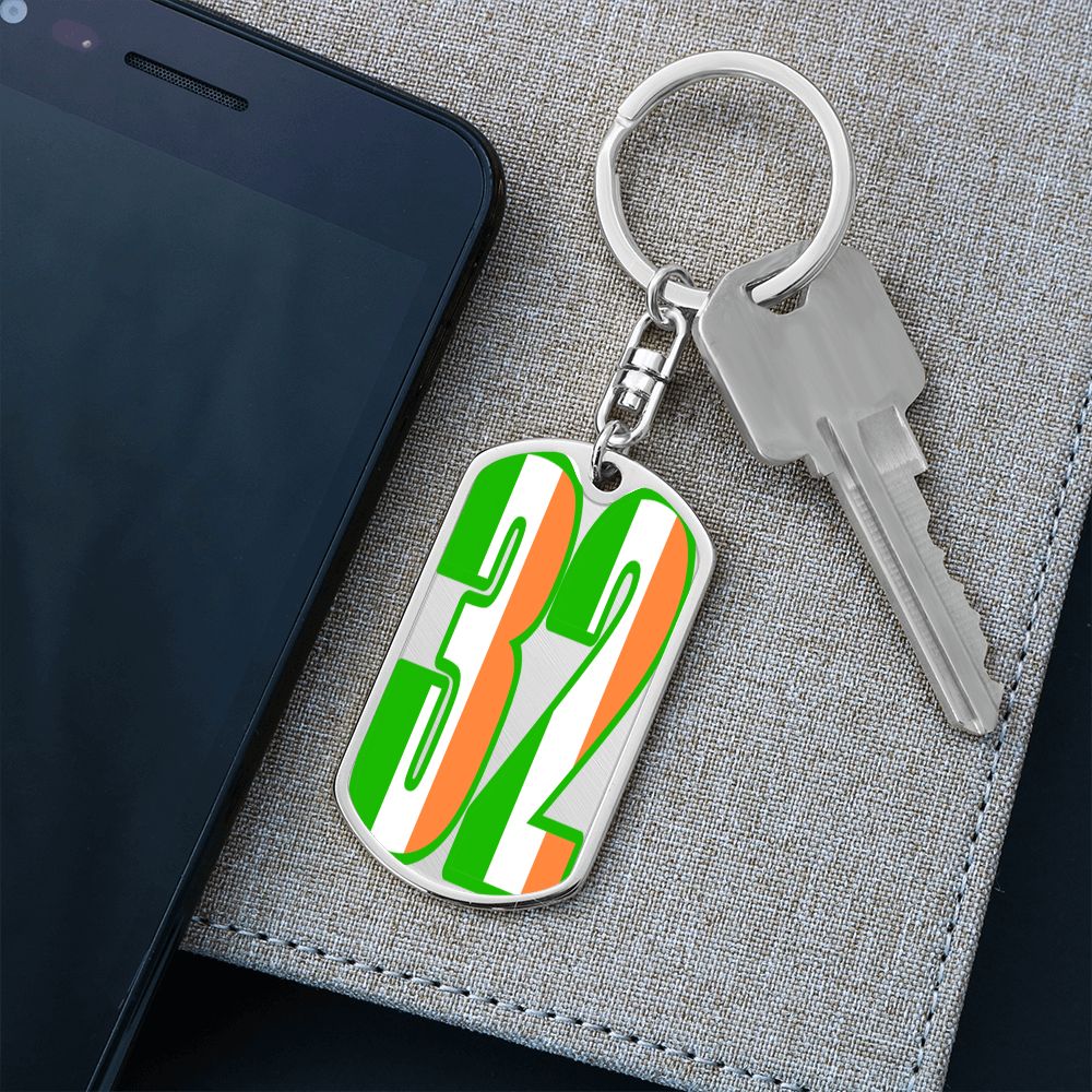 32 County Ireland Graphic Dog Tag Keychain