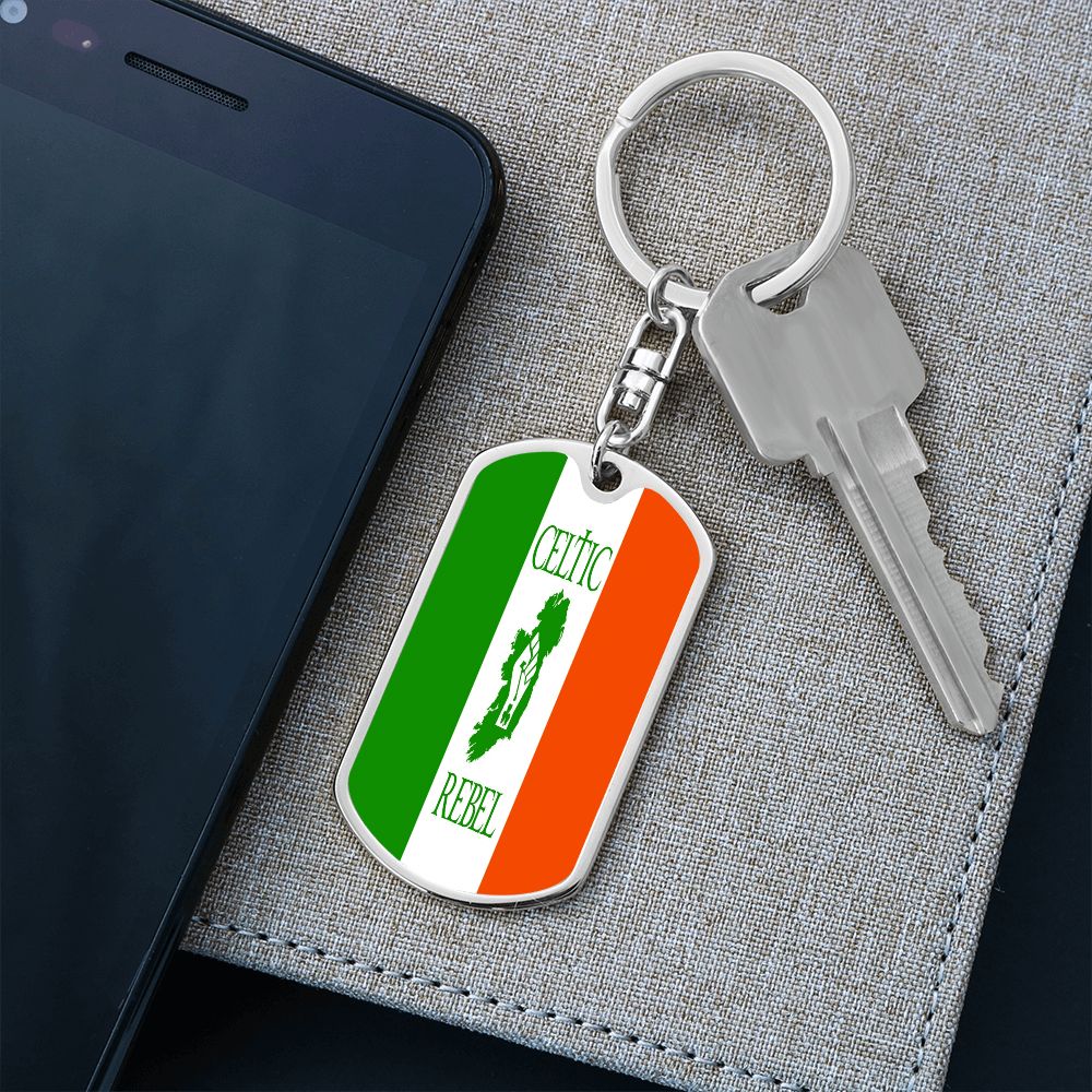 Celtic Rebel Graphic Dog Tag Keychain