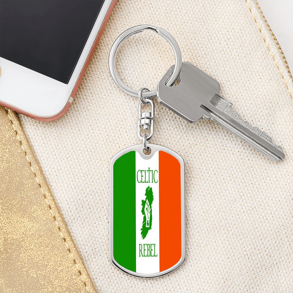 Celtic Rebel Graphic Dog Tag Keychain