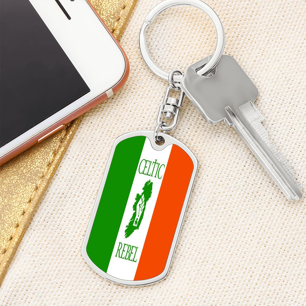 Celtic Rebel Graphic Dog Tag Keychain