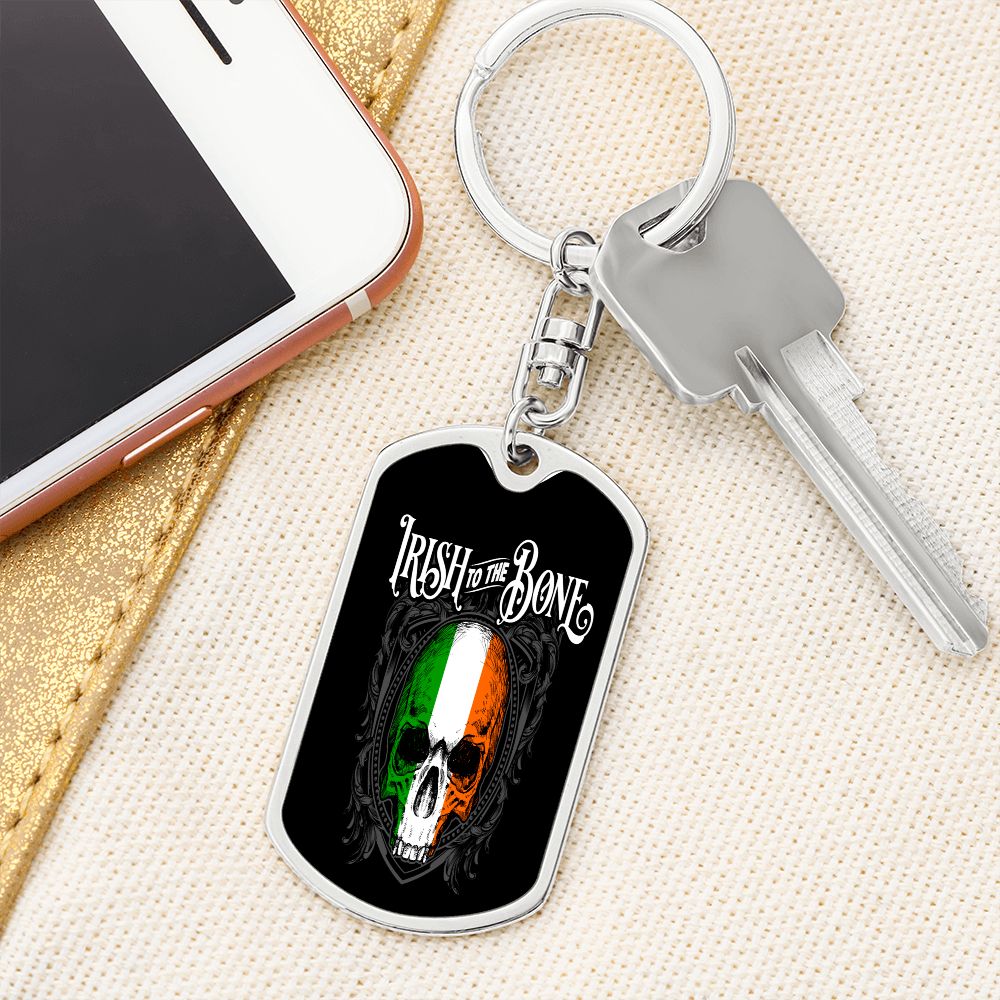 Irish To The Bone Graphic Dog Tag Keychain