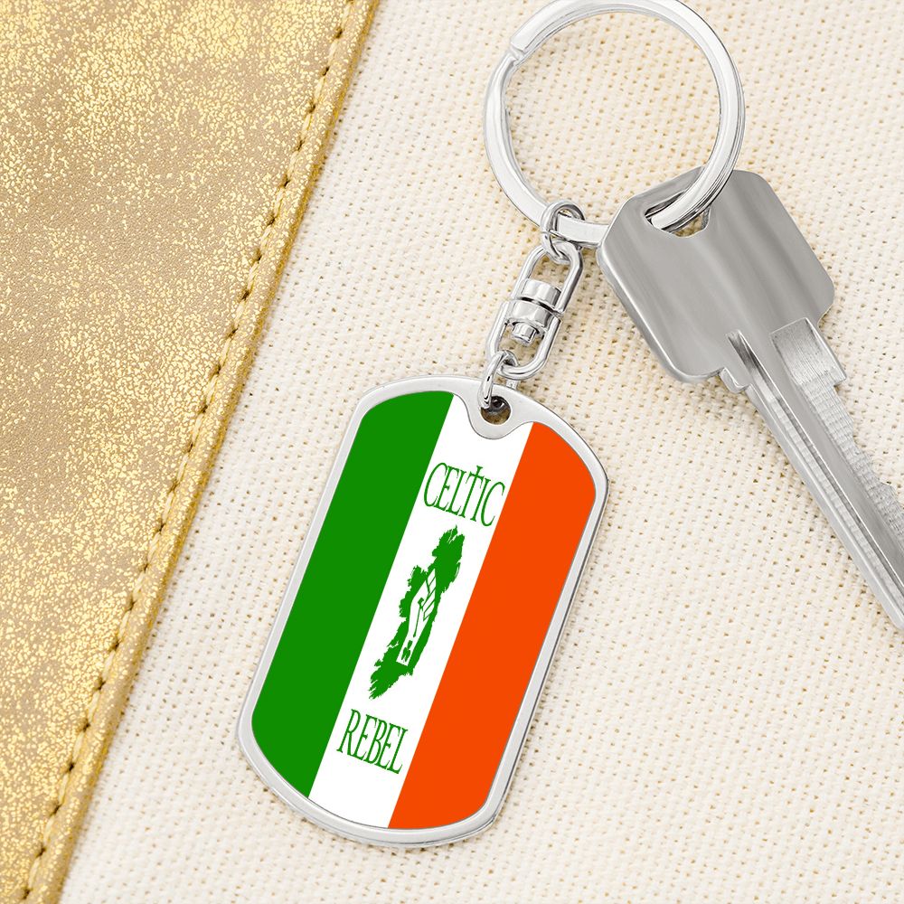 Celtic Rebel Graphic Dog Tag Keychain