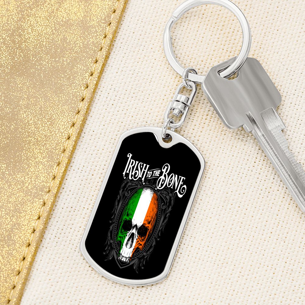 Irish To The Bone Graphic Dog Tag Keychain