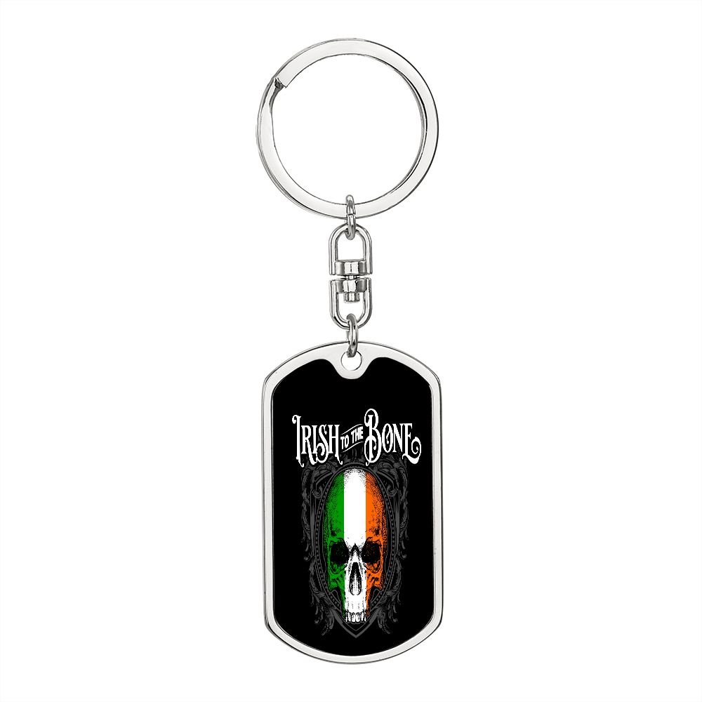 Irish To The Bone Graphic Dog Tag Keychain