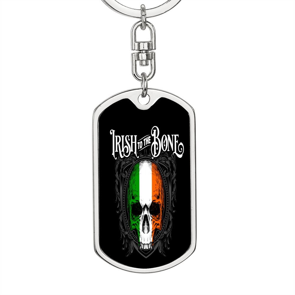 Irish To The Bone Graphic Dog Tag Keychain