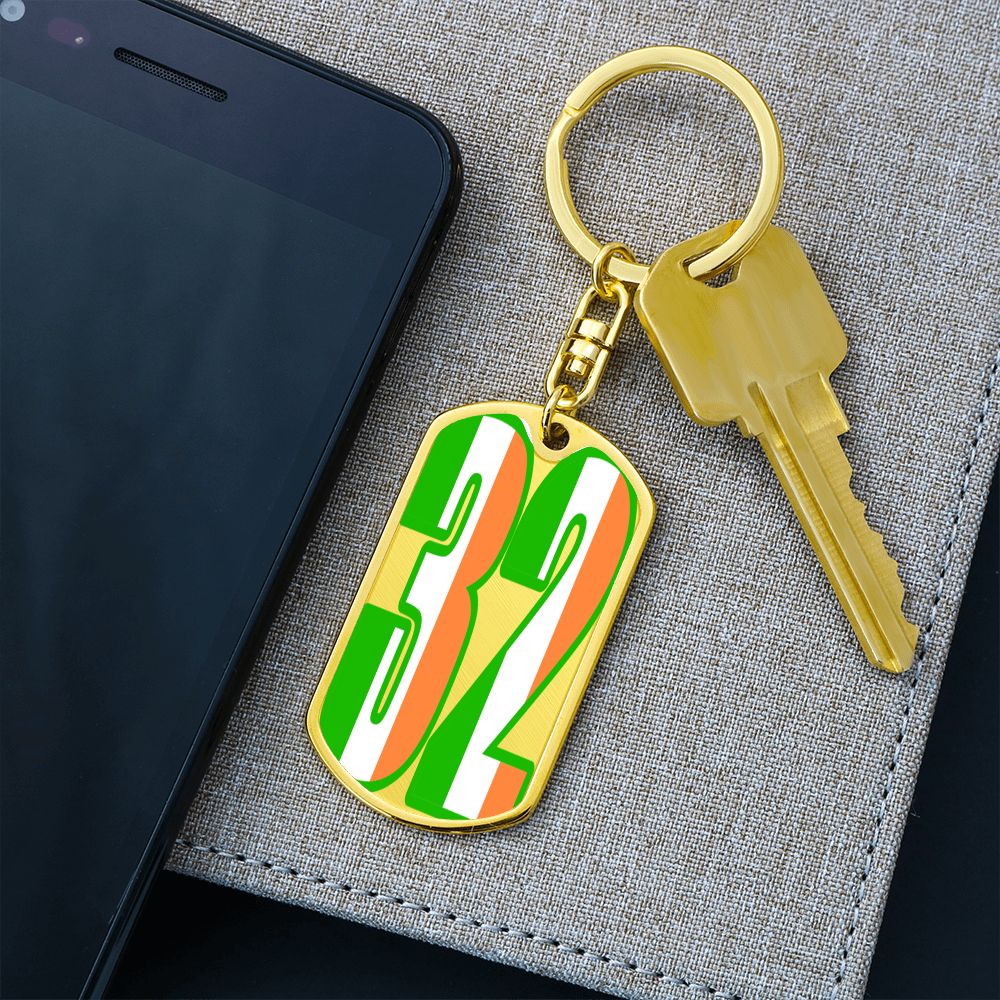 32 County Ireland Graphic Dog Tag Keychain