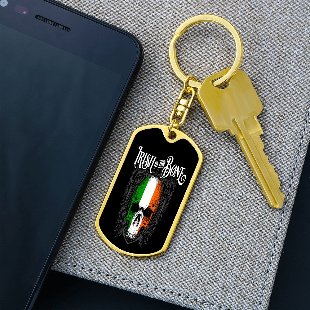 Irish To The Bone Graphic Dog Tag Keychain