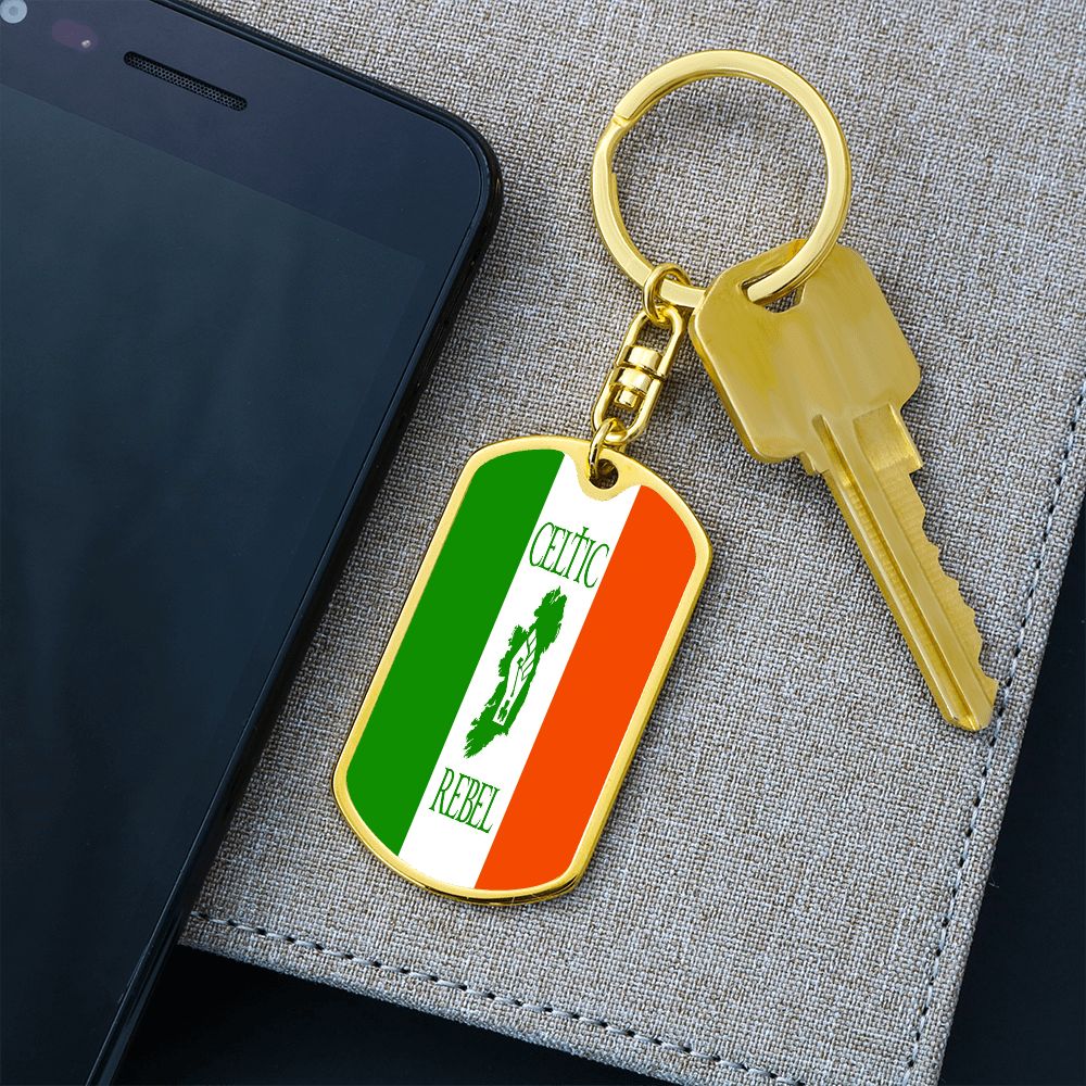 Celtic Rebel Graphic Dog Tag Keychain