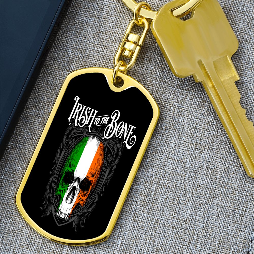 Irish To The Bone Graphic Dog Tag Keychain