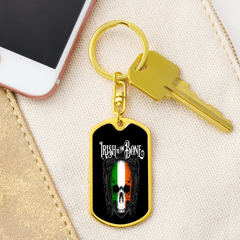 Irish To The Bone Graphic Dog Tag Keychain