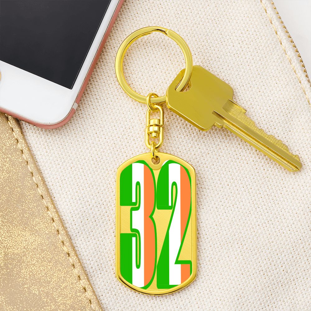 32 County Ireland Graphic Dog Tag Keychain
