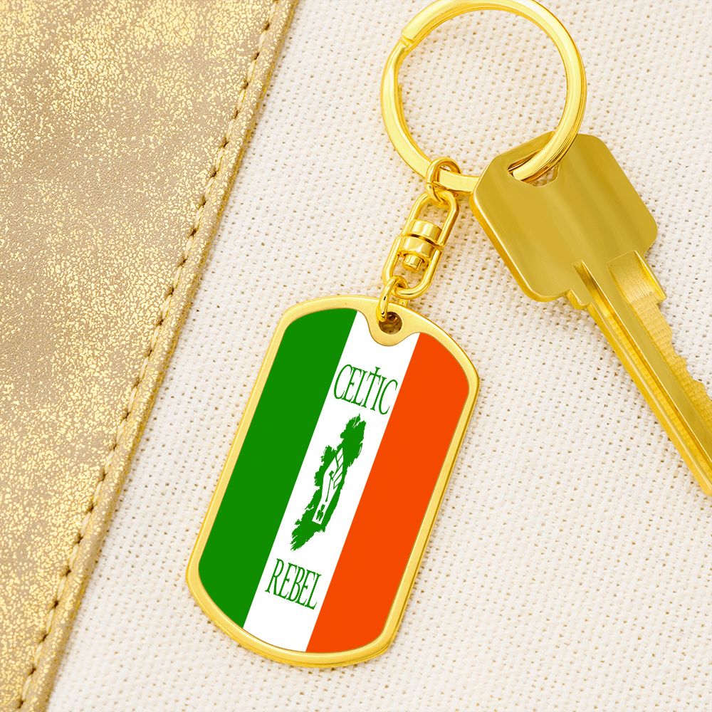 Celtic Rebel Graphic Dog Tag Keychain