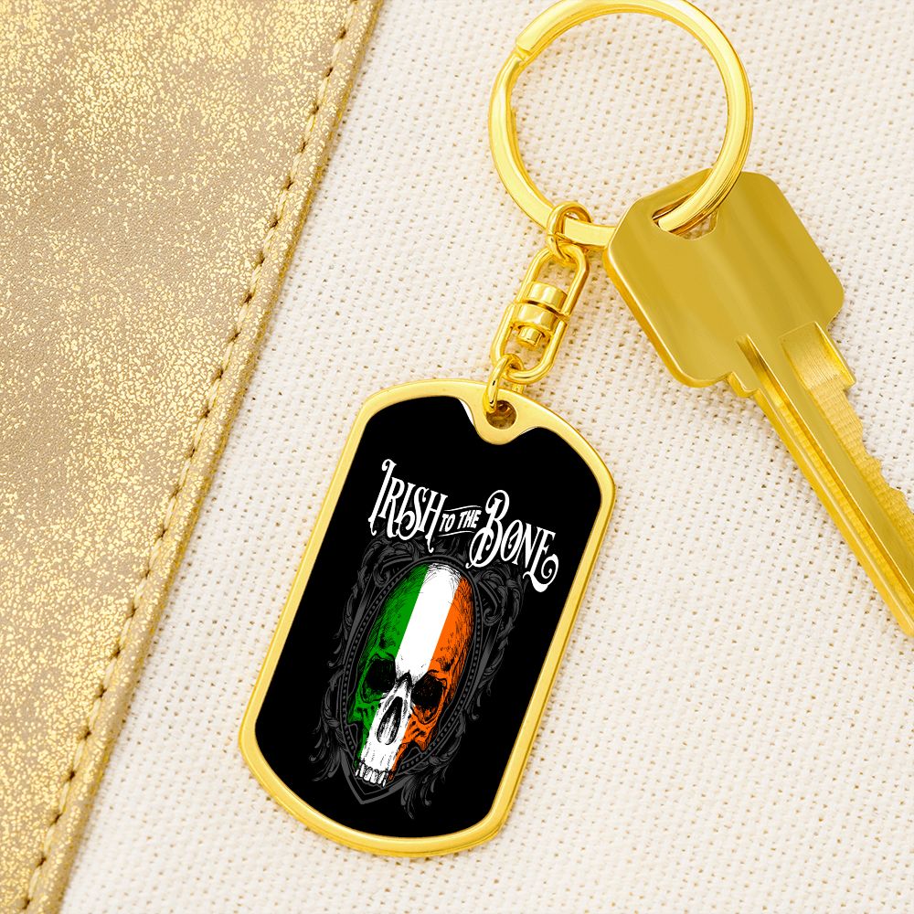 Irish To The Bone Graphic Dog Tag Keychain