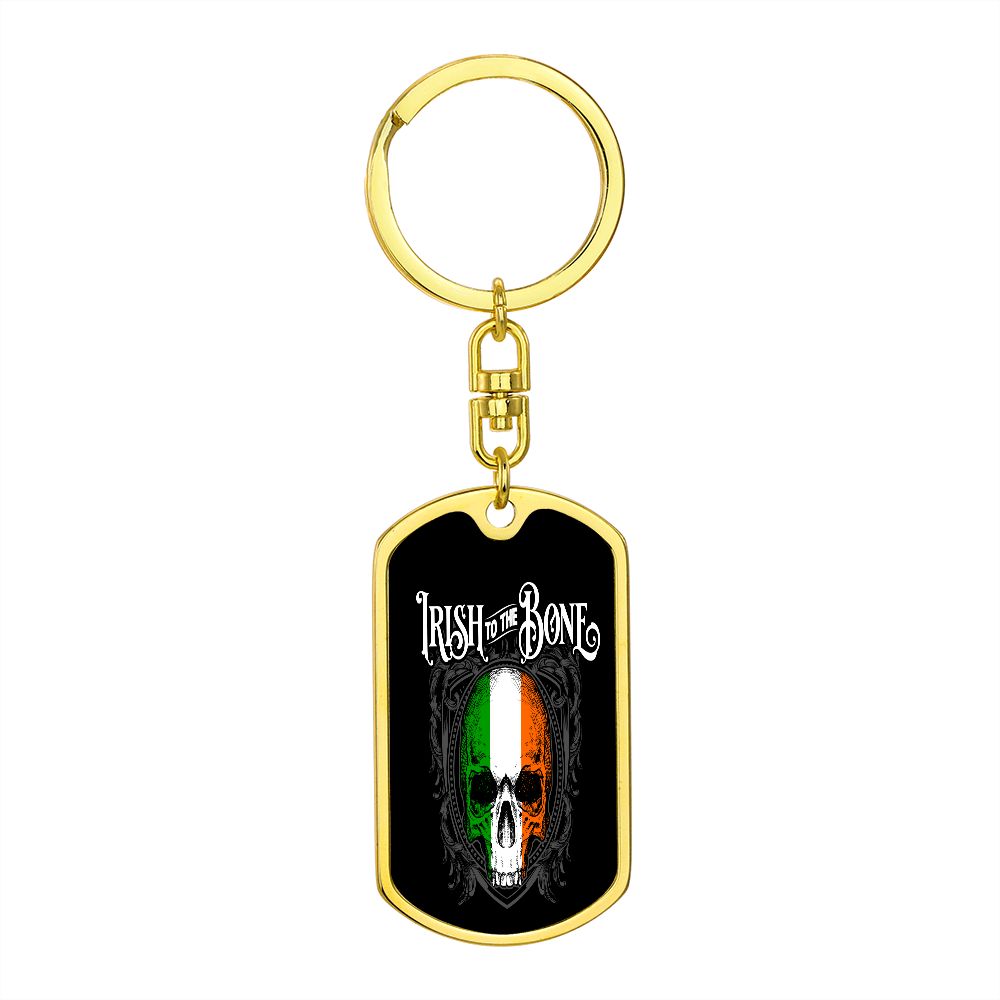 Irish To The Bone Graphic Dog Tag Keychain