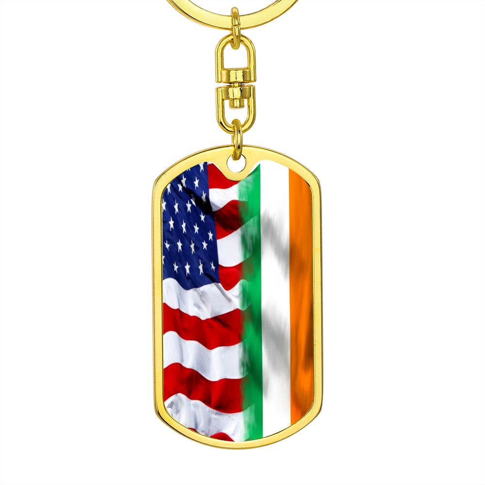 American Irish Flag Graphic Dog Tag Keychain
