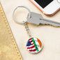 Distressed American Irish Flag Graphic Circle Keychain