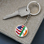 Distressed American Irish Flag Graphic Circle Keychain