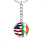 Distressed American Irish Flag Graphic Circle Keychain