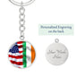 Distressed American Irish Flag Graphic Circle Keychain