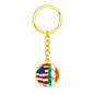 Distressed American Irish Flag Graphic Circle Keychain