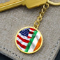 Distressed American Irish Flag Graphic Circle Keychain