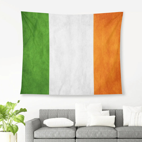 Distressed Irish Flag Polyester Peach Skin Wall Tapestry