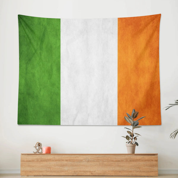 Distressed Irish Flag Polyester Peach Skin Wall Tapestry