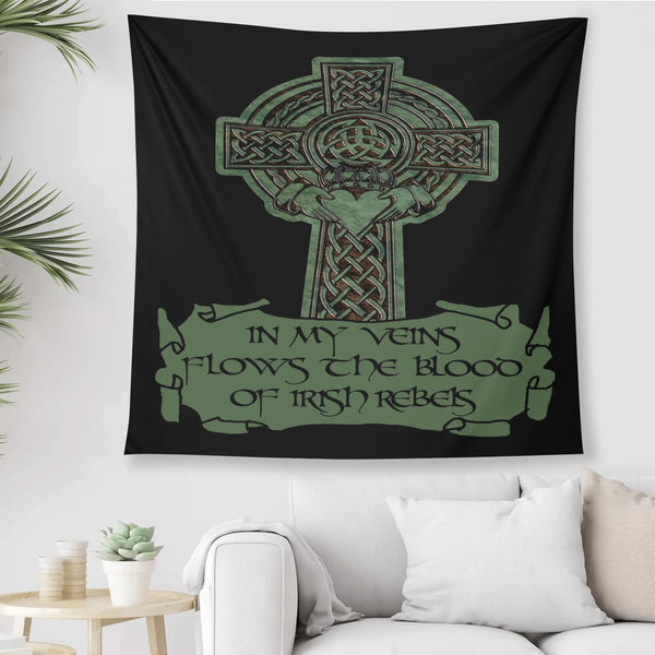 In My Veins Flows The Blood Of Irish Rebels Polyester Peach Skin Wall Tapestry