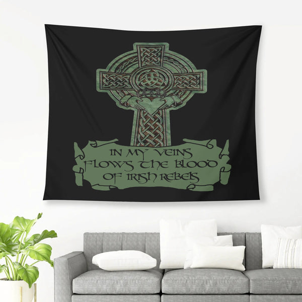 In My Veins Flows The Blood Of Irish Rebels Polyester Peach Skin Wall Tapestry