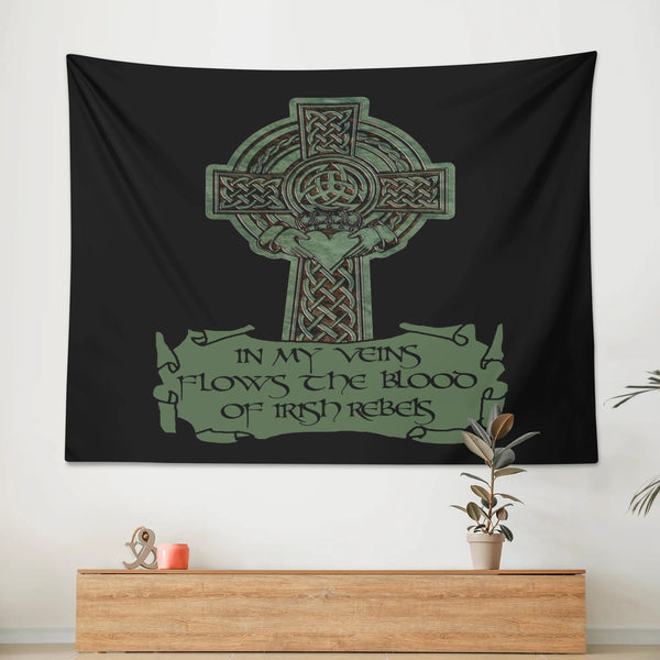 In My Veins Flows The Blood Of Irish Rebels Polyester Peach Skin Wall Tapestry