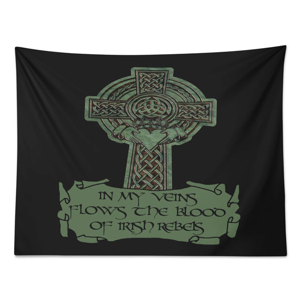 In My Veins Flows The Blood Of Irish Rebels Polyester Peach Skin Wall Tapestry