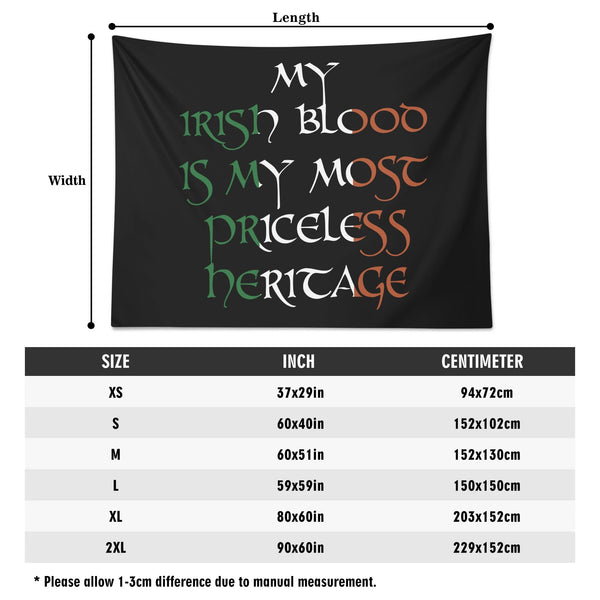 My Irish Blood....Priceless Heritage Polyester Peach Skin Wall Tapestry