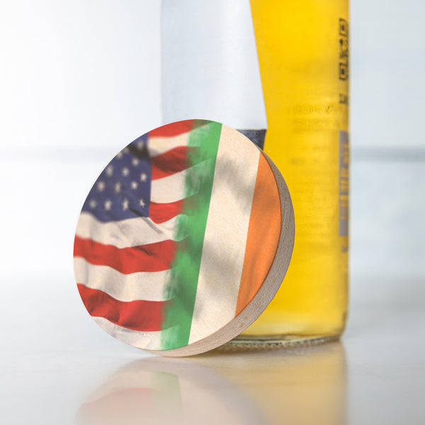 American Irish Flag Magnetic Wooden Bottle Opener