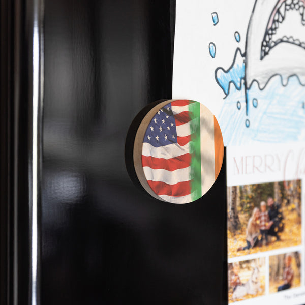 American Irish Flag Magnetic Wooden Bottle Opener