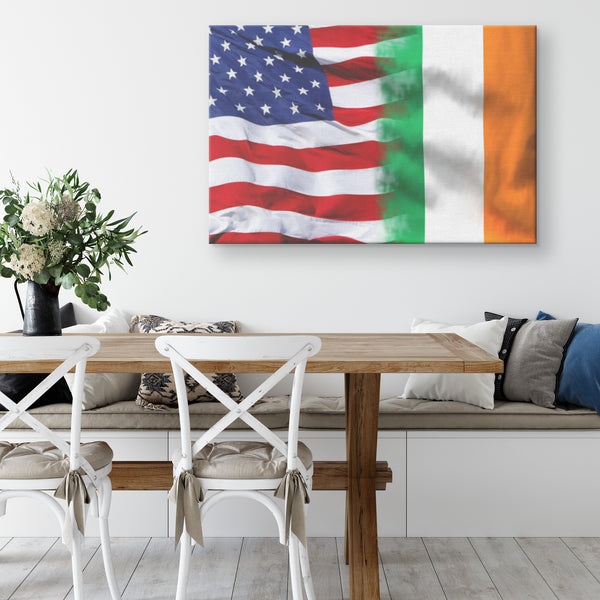 ☘️ Distressed American Irish Flag Canvas Print Wall Art ☘️