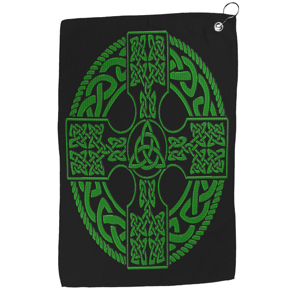 Irish Celtic Cross Shield Waffle Golf Towel