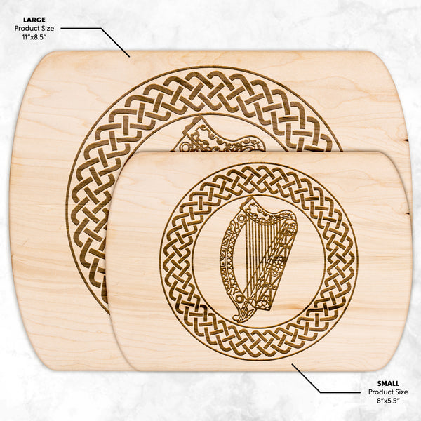 Irish Celtic Knot Harp Hardwood Oval Cutting Board