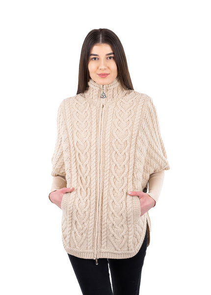 ☘️ Merino Wool Funnel Neck Aran Jacket ☘️