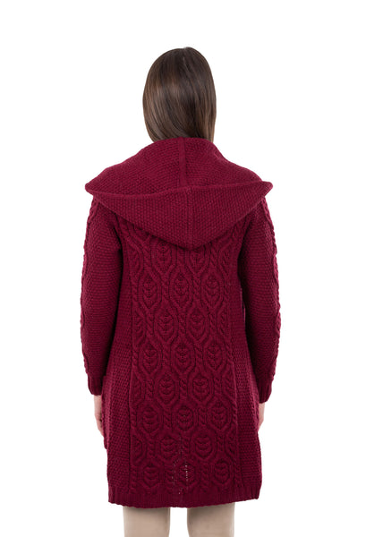 ☘️ Ladies Long Aran Cardigan with Hood ☘️