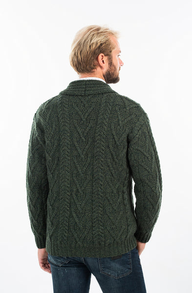 ☘️ Traditional Men's Shawl Neck Aran Cardigan ☘️