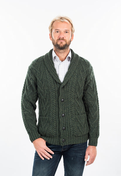 ☘️ Traditional Men's Shawl Neck Aran Cardigan ☘️