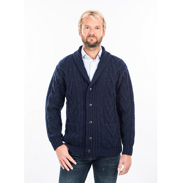 ☘️ Traditional Men's Shawl Neck Aran Cardigan ☘️