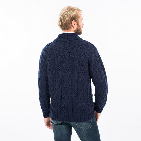 ☘️ Traditional Men's Shawl Neck Aran Cardigan ☘️