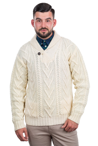 ☘️ Men's Buttoned Shawl Collar Cable Sweater ☘️